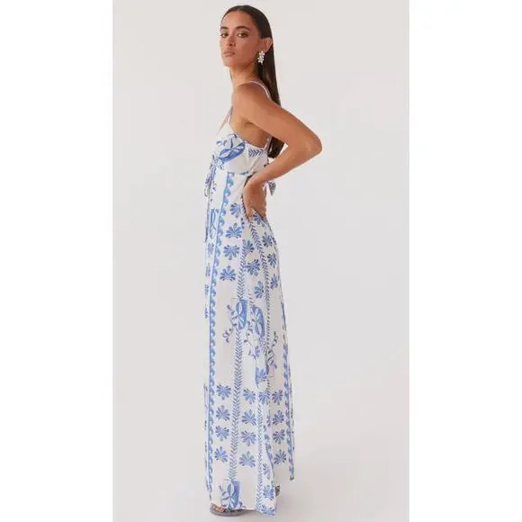 Peppermayo flora linen maxi dress